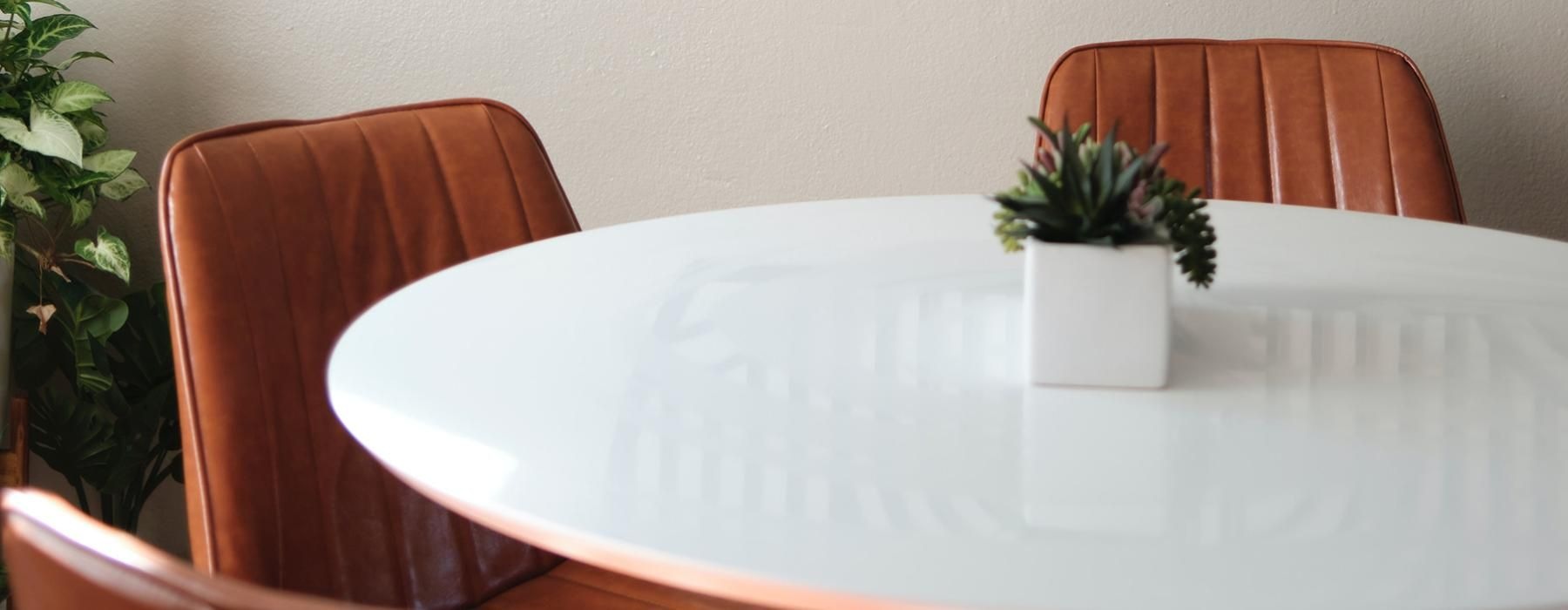 a table with a plant on it